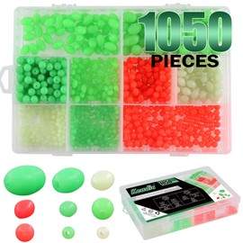Keadic 1050Pcs Glow Fishing Bead Assorted Soft Plastic Luminous Oval Shaped Beads Round Beads Assortment Kit Fishing Lures Biats Beads Fishing Tackle Tools Eggs for Fishing Rig