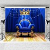 Royal Blue Backdrop, Crown Throne Royal Chair Photography Background, 7x5ft