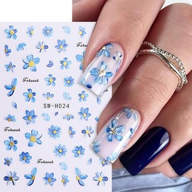 6 Sheets Butterfly Flower Nail Art Stickers Decals 3D Self Adhesive Nail Design Accessories Gradient Butterflies Nails Supplies Colorful Floral Nails Stickers for Women Girls Manicure Decoration