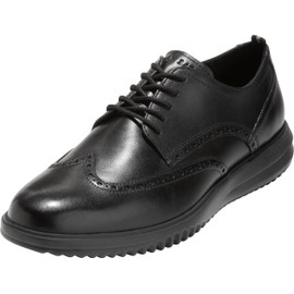Cole Haan mens Grand+ Wingtip Oxford, Black Leather/Black, 8.5 US