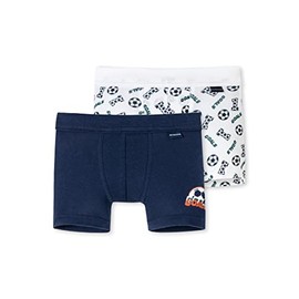 Schiesser Boys' Shorts with Soft Cuffs, Fine Rib, 100% Organic Cotton, Size 92 to 140 cm, Pack of 2, Assorted 11_173127