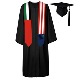 72 Inch United Arab Emirates Flag and USA Flag Graduation Sash Unisex Adults Graduation Stole Scarf International Class of 2024 (Not Include Baccalaureate Gown and Hat)