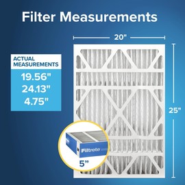 Filtrete 20x25x5 AC Furnace Air Filter, MERV 13, MPR 1900, Fits TrionAirBear, CERTIFIED Asthma & Allergy Friendly, Premium Allergen, Bacteria & Virus, 2-Pack (Actual Size 19.56 x 24.13 x 4.75 in)