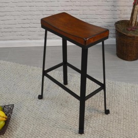Carolina Chair & Table Thea 30" Saddle Seat Barstool - Chestnut/Black