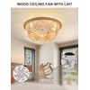 20" Boho Ceiling Fan with Light, Wood Beads Flush Mount