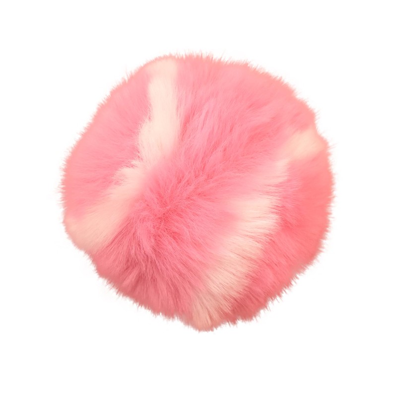 Furry Tennis Ball Keychain - Pink