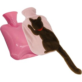 Homiliky Hot Water Bottle, PVC 850ML Hot Water Bottle with Fluffy Cover Hand Warmers Bags Hot Water Bottle Portable Removeable Washable Ease Aches Hot Therapy Hand Warmer Heated Pad (Pink)