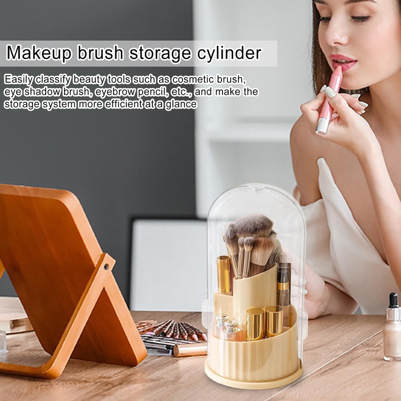 Makeup Brush Organizer,Lipstick Storage Box - 360 Degree Rotation Dustproof