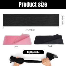 2 Pcs African Net Sponge, Long Mesh Back Scrubber, Nylon Back Bathing Accessories, Deep Cleaning African Exfoliating Sponge Beauty Skin Wash Towel for Men and Women (Black,Pink)