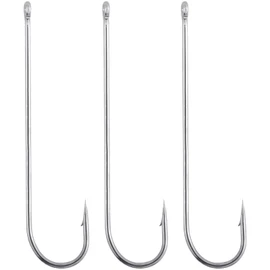 Dr.Fish 100 Pack Aberdeen Hooks Extra Long Shank Hooks Light Wire Fishing Hooks High Carbon Steel Bait Hooks Freshwater Fishing Tackle for Trout Bass Pike Salmon Walleye Size 1