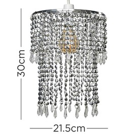 MiniSun Elegant Modern Sparkling Chrome Acrylic Crystal Jewel Bead Effect Ceiling Pendant Light Shade
