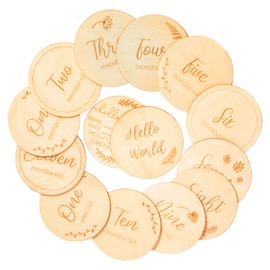 Oaec Lunar Photo Natural Wood 14-Piece Baby Monthly Card Long-lasting Newborn Photo Accessories Lunar Card Sleeping Art Photography Tools Photography Items Milestone Photo Newborn Growth Record for