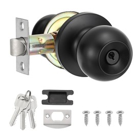 sourcing map Privacy Door Knob, Matte Black Round Shape Door Knobs, Zinc Alloy Door Knob, Modern Design Door Hardware, Interior/Exterior Door Knob for Bedroom and Bathroom, Easy Installation