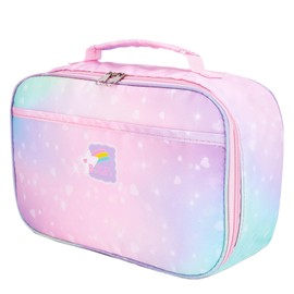 BYXEPA Lunch Box Kids, 11" L x 7" W x 3.5" H, Waterproof Reusable Insulated Lunch Bag for Girls, Cooler Bento Boxes Containers & Snacks for Elementary School Travel (Galaxy Pink)