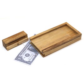 The Heist: Wooden Puzzle Box Holder Gift with Hidden Compartments - Sliding Door ATM Puzzle for Money and Tickets w/Secret Lock.