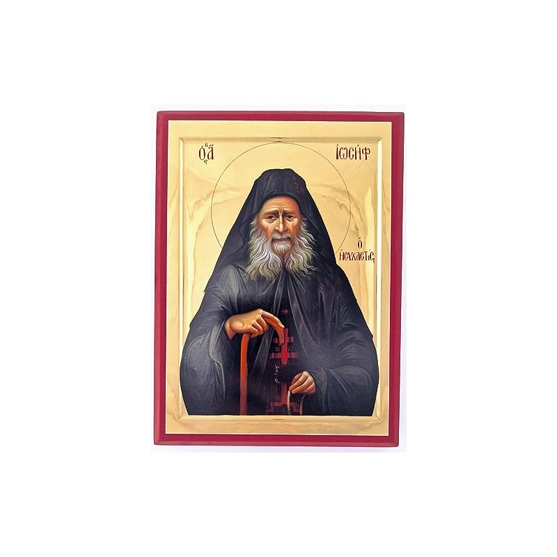 Wooden Byzantine Orthodox Christian Icon Saint Joseph the Hesychast (4.5"
