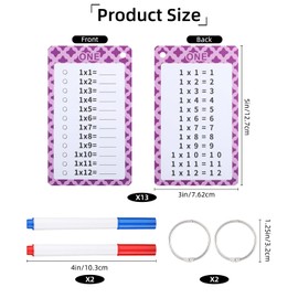 Multiplication Flashcards 0-12, 13 Pcs Educational Times Table Flashcards with 2 Dry Erase Pens 2 Rings Multiplication Chart Flashcards for 1st to 3rd Grades Fun Math Classroom Learning Supplies