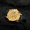 FORSINING Mens Automatic Mechanical Dodecagon Skeleton Roman Numerals Genuine Leather