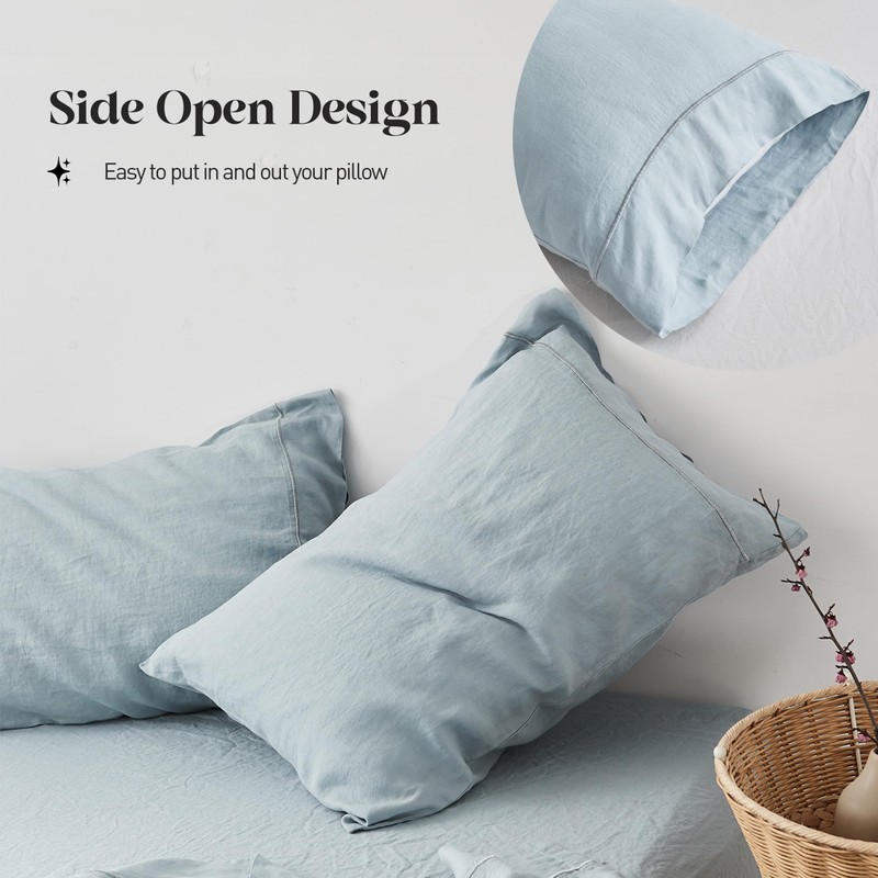 Simple&Opulence 100% Pure Linen Sheet Set Queen Size, Natural French
