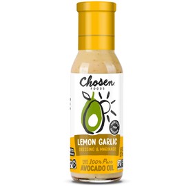 Chosen Foods Avocado Oil-Based Lemon Garlic Salad Dressing and Marinade, Keto Diet Friendly, Gluten & Dairy Free, Low-Carb Sauce (8 oz)