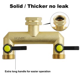 HQMPC 2 Way Hose Splitter Heavy Duty Water Splitter Outdoor 2 Way Strong HEX Nut Connect 3/4" GHT