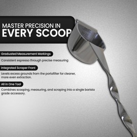 Rattleware Stainless Steel Spoon Twist - Espresso Spoon with Graduated Measure and Scraper Front - Perfect for Precision Coffee Making