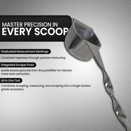 Rattleware Stainless Steel Spoon Twist - Espresso Spoon with Graduated Measure and Scraper Front - Perfect for Precision Coffee Making