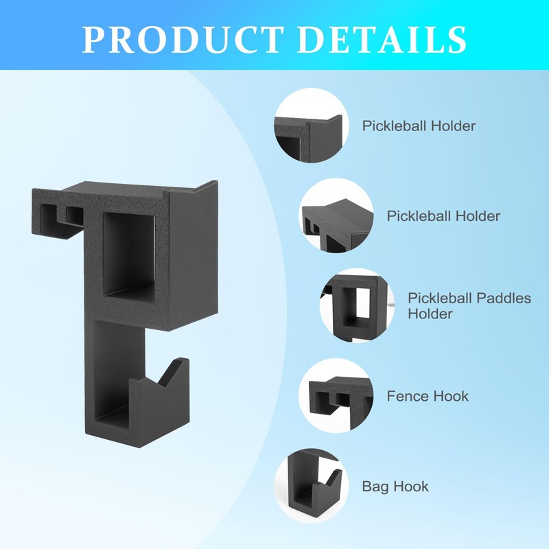 CJZMBSTY Paddle Bag Fence Hook, Court Storage Hanger for Paddles