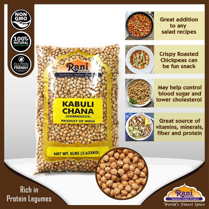 Rani Garbanzo Beans (Kabuli Chana) 128oz (8lbs) 3.63kg Bulk ~