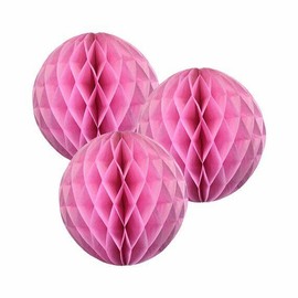 C-Spin 3x Pink 8 inch HoneyComb Round Tissue Paper Lantern Balls Pom Poms Wedding Decor