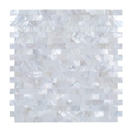 5 - Sheet Peel and Stick Tile Backsplash for Bedroom and Bathroom Kitchen Wall Decor Mother of Pearl (White, 12" 12", Pack of 5)