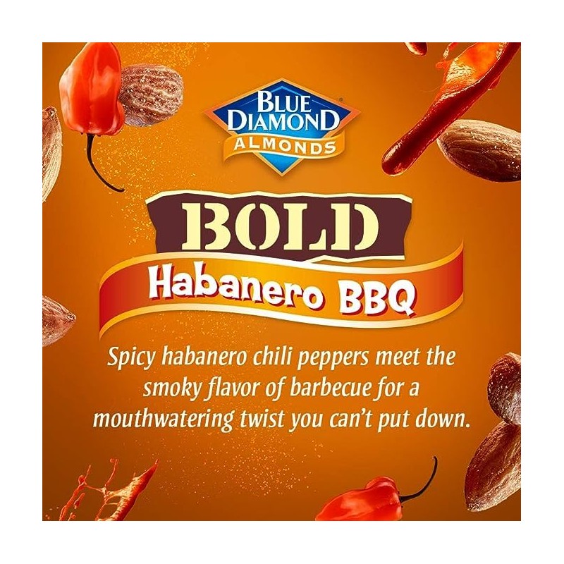 Blue Diamond Almonds, BOLD Flavored Habanero BBQ On-The-Go Snack Nuts