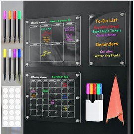 PÜRHOME Acrylic Magnetic Calendar For Fridge Monthly, Weekly & Memo Set Of 3