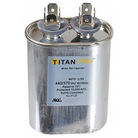 Titan Pro Oval Motor Run Capacitor, 7.5 Microfarad Rating, 370-440VAC Voltage - TOCF7.5