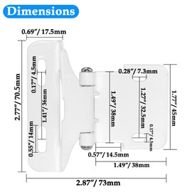 SDTC Tech 4-Pack Overlay Cabinet Door Hinges Self Closing Semi Partial Wrap Around Cupboard Hinge with Stainless Steel Mounting Screws, Matte White