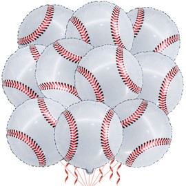 10 Pack 18 Inch Baseball Foil Balloons Helium Metallic Mylar Balloons for Birthday Party Sports Theme World Cup Party Decorations