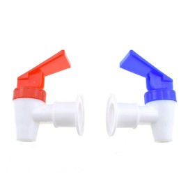 HAHIYO Water Dispenser Parts 16mm Inner Dia Red and Blue Touch White Body Cooler Faucet Tap Spigot Spout Reusable Not Leak Block Smell Flow Smoothly 360 Degree No Direction Limited for Bucket 2pieces