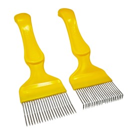 2 Pieces Honey Cutting Fork, Straight Needle, Curved Needle, Honey Cutting Fork, 21 Tooth Honey Cutting Fork, Honeycomb Scraper, Beehive Lid Opening Fork, Beekeeping Tool Accessories