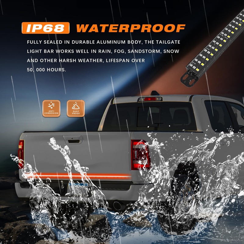 AMEXMART 60 Inch Tailgate Light Bar, Aluminum Frame Triple Row