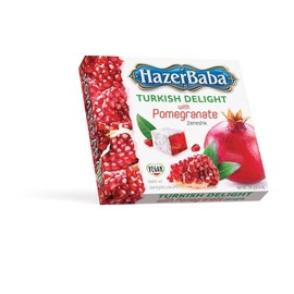 Hazer Baba Turkish Delight Candy, Pomegranate & Zereshk Flavored, Gourmet Snack Box, Traditional, Vegan Snack, Turkish Lokum, Sweets, Loukumi, Delicias Turcas, Halal, Kosher, 8.8oz (250g)
