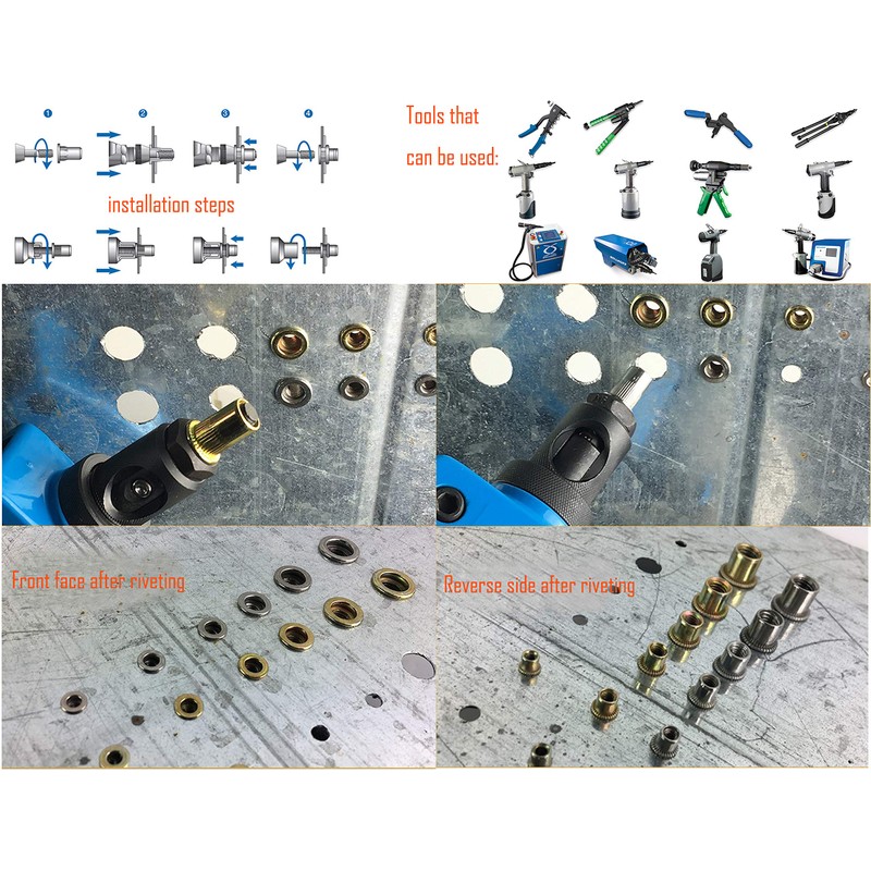 LBY 170pcs Carbon Steel Rivet Nuts,M4/5/6 /8 Thread Insert Nutsert