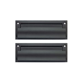 QCAA Solid Brass Mail Slot, with Solid Brass Interior Frame and Solid Brass Back Plate, 8-7/8''X2-7/8", Matte Black, 1 Pack, Made in Taiwan