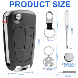 2 Tasti Opel Guscio Chiave per Auto con batteria CR2032 e Portachiavi