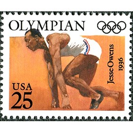 Single 1990 25 Cents US Postage Stamp, Scott# 2496, Olympics Issue, Jesse Owens