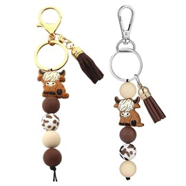 2 Cartoon Cow Keychains, Cute Pendant, Creative and Interesting Keychain, Packaging and Decoration, multi-coloured, Unit size, Modern