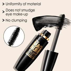 Boobeen 2pcs Waterproof Mascara Black, Volumizing and Lengthening Formula, Quick Dry Smudge Resistant for All Day Wear