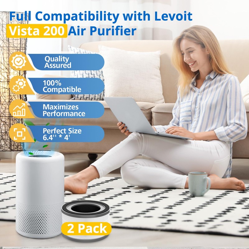 2 Pack Vista 200 Replacement Filter Compatible with LEVOIT Vista
