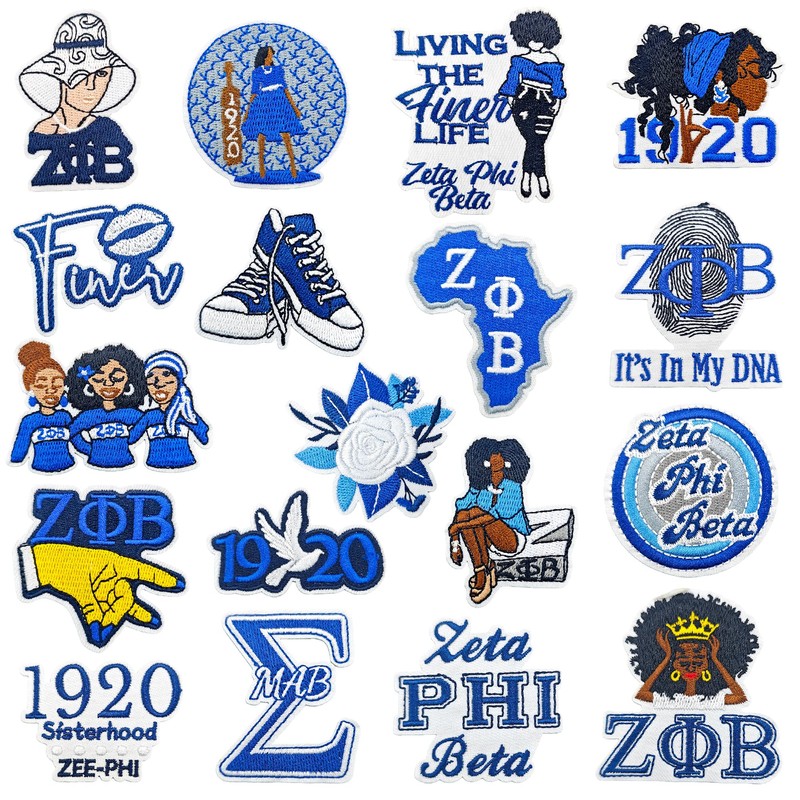 18PCS Zeta Beta Phi Sorority Embroidered Patches