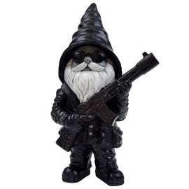 Better Office Products Garden Gnome Statue, 8" Height, Handcrafted Waterproof, UV-Resistant Polyresin Lawn Patio Porch Ornament Decoration (Stone Cold Hitman)