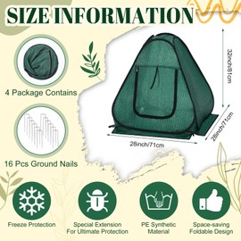 Wesnoy 4 Pack 28" x 28" x 32" Pop up Plant Covers with Zipper Door and Stakes, Garden Netting, Crop Cage Against Birds, Small Animals and Direct Sunlight